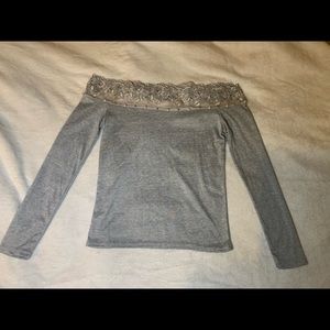 Off the shoulder laced front long sleeve